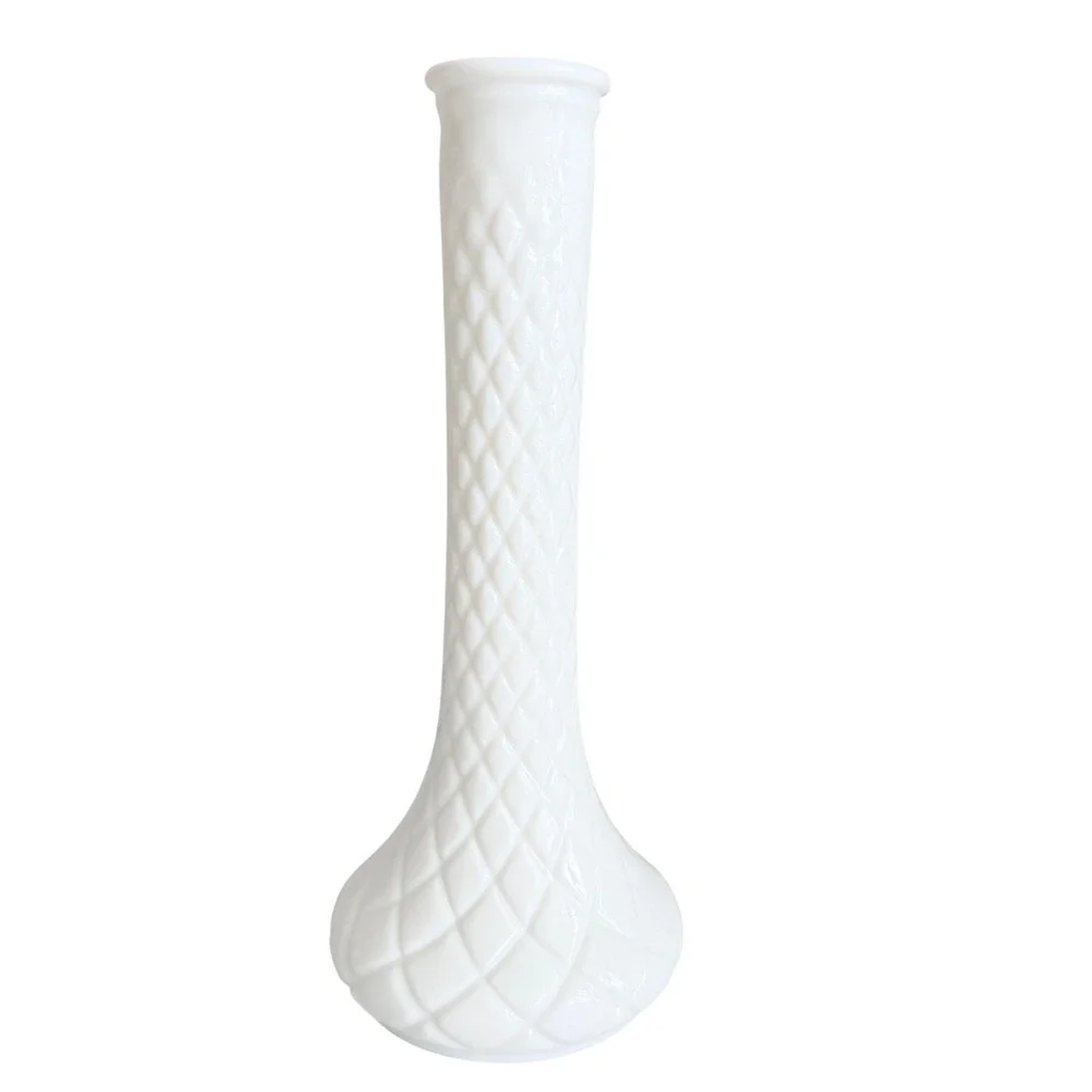 Hoosier Glass Milk Glass Bud Vase Set of 3 White 9 Inch Excellent Vintage MCM